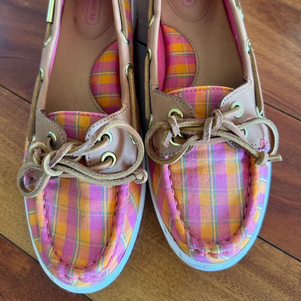 COACH Plaid Boat Shoes – Size 6.5